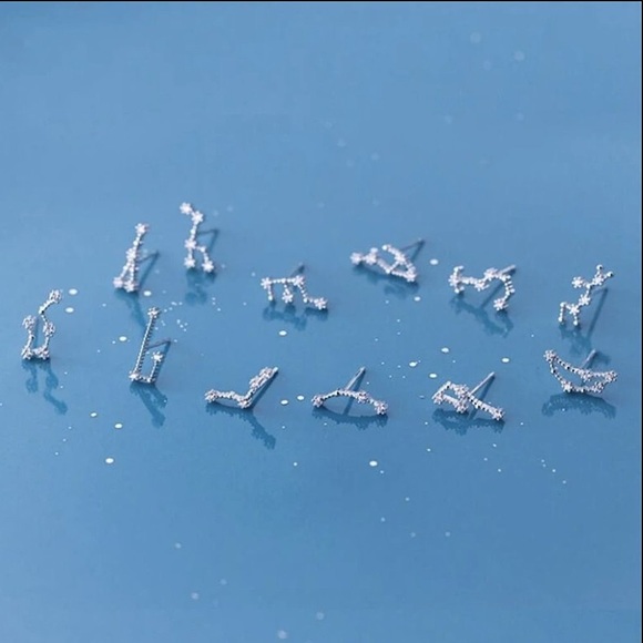 Sagittarius Constellation Star Galaxy Space Astrology Zodiac Sign Silver Earring - Picture 6 of 9